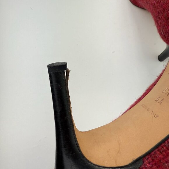 KATE SPADE Red and Pink Boucle Tweed Heels 8.5AA - Picture 9 of 11